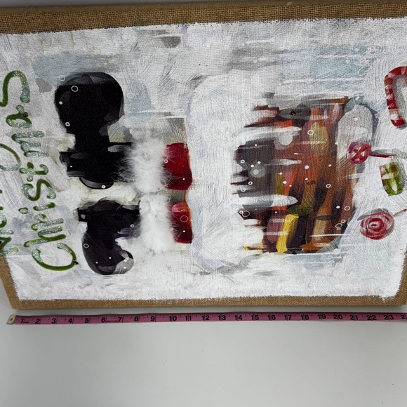 Collectible/Rare Pier 1 Imports Santa Boots "Merry Christmas" LED Glitter Canvas - Picture 6 of 8